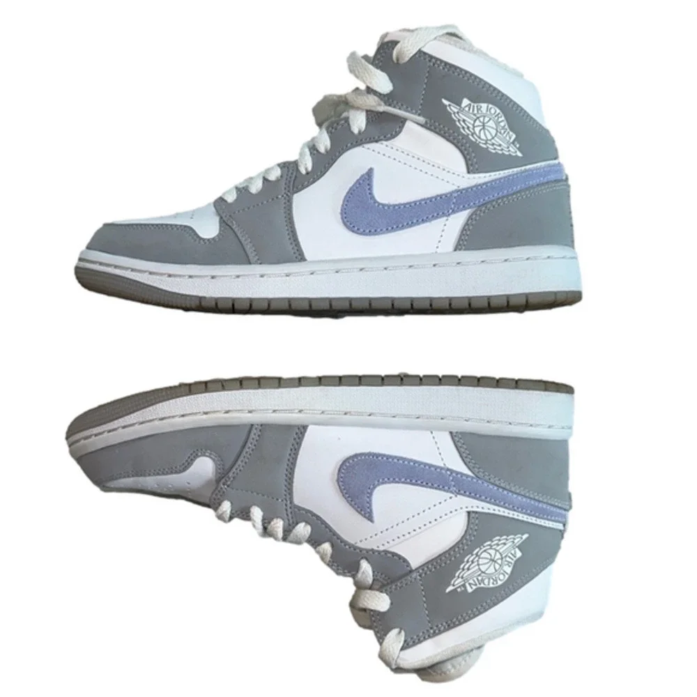 Nike Air Jordan 1 Mid Wolf Grey / Aluminum Women's sz 6